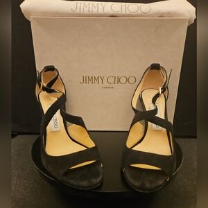 Jimmy Choo Emily 85 Black Suede Heels - Sz 36 1/2 (EU)